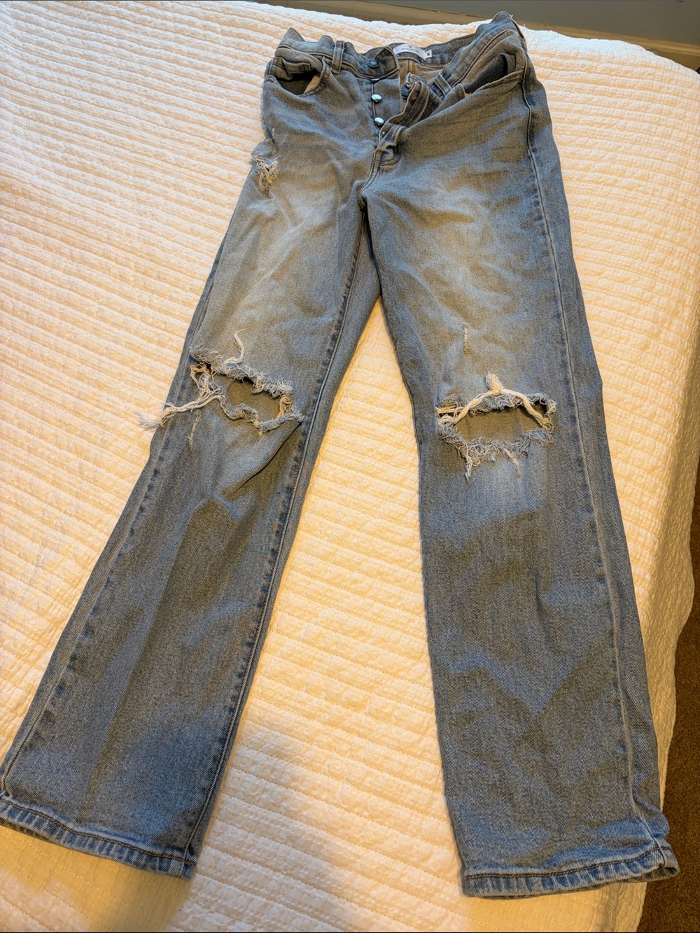 Windsor Distressed Light Blue Wide-Leg Jeans